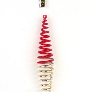 Christmas Ornament Spiral Red & Silver Molded Acrylic Cone Shape Fancy Ornament